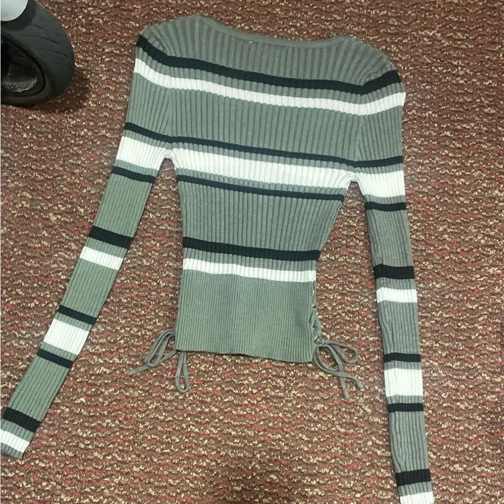 Striped Ribbed Knit Sweater - Picture 2 of 2